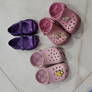CROCS Purple and Pink Kids Slippers Set